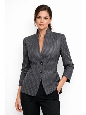 NWT Etcetera Designer Classic Black White Polka Dot Blazer Jacket Office Siren 0